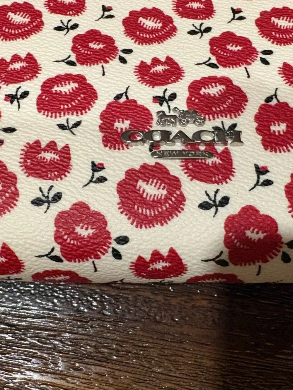 New Coach CBM35 Slim Crossbody Bag with Floral Print Chalk / Red Multi